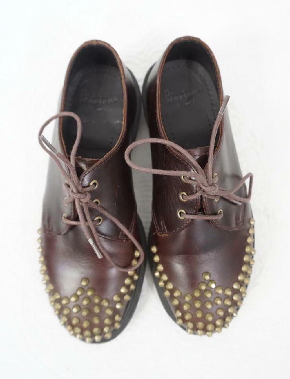 DR MARTENS EDISON WOMS UK4 US 6 USED BROWN/COPPER STUDDED LEATHER SHOES/OXFORDS